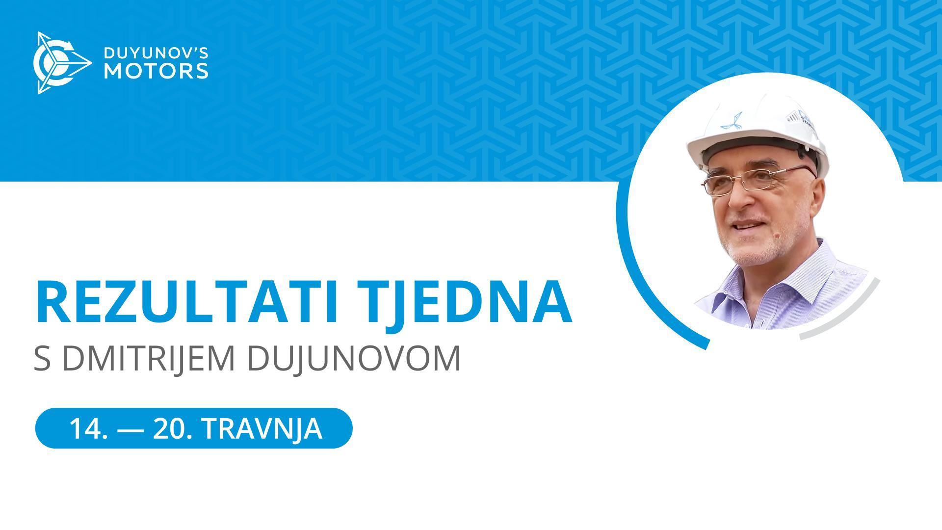 Rezultati tjedna u projektu "Duyunov Motori"