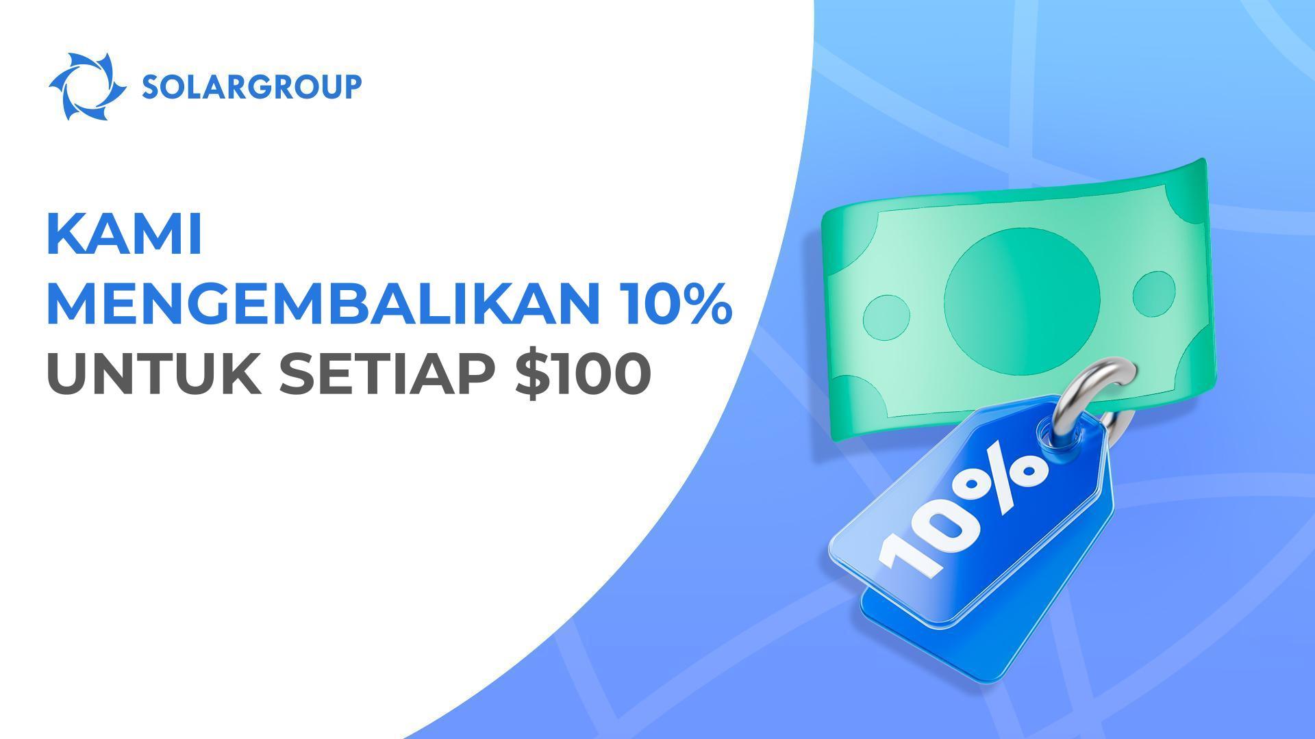 Cashback 10%: beli paket baru dan dapatkan kembali uang dari setiap pembayaran