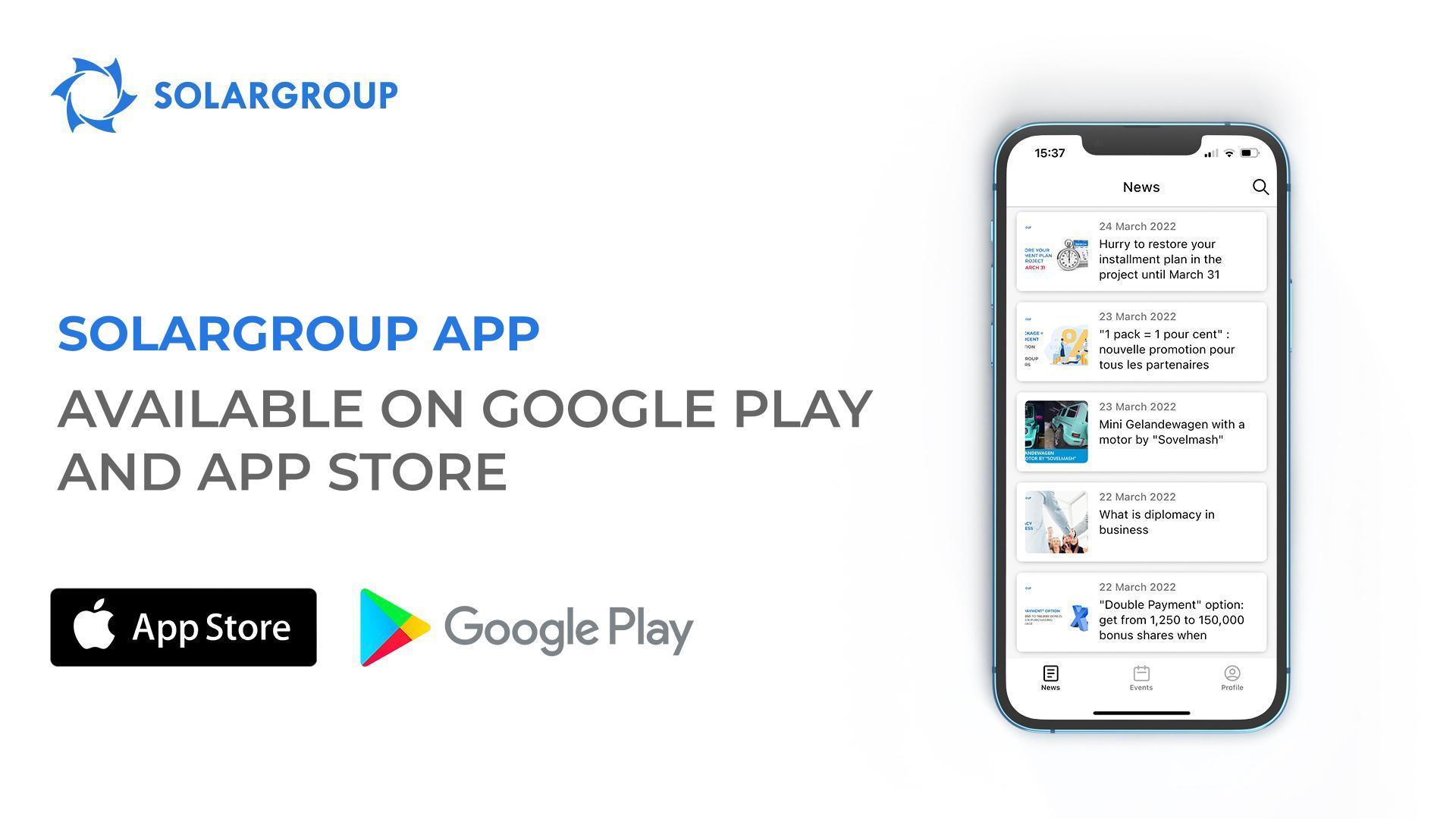 A new level of SOLARGROUP IT platform development: the mobile application is available on Google Play and App Store