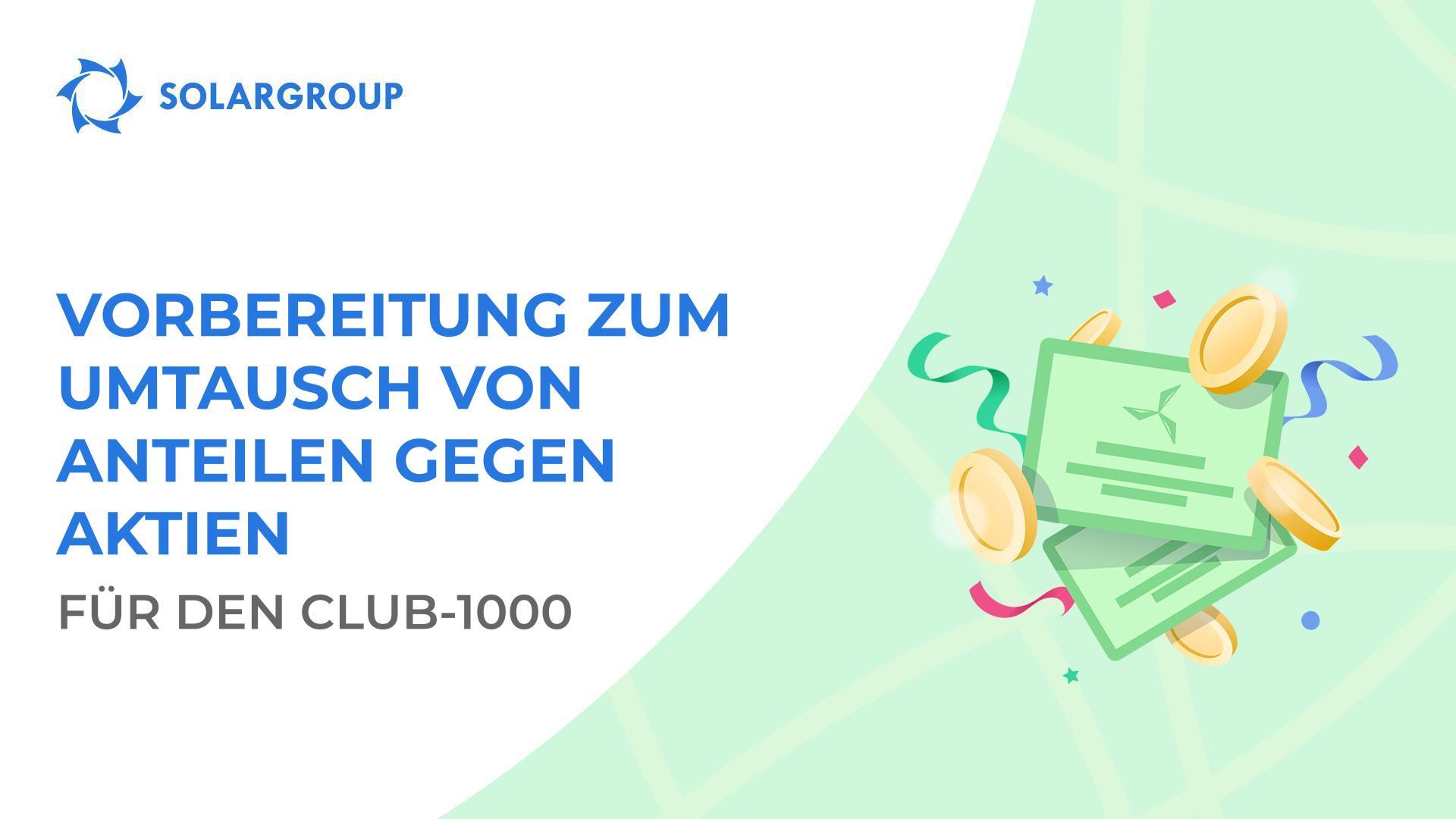 Funktionen zum Umtausch von Anteilen gegen Aktien ist für eine weitere Kategorie der Investoren verfügbar