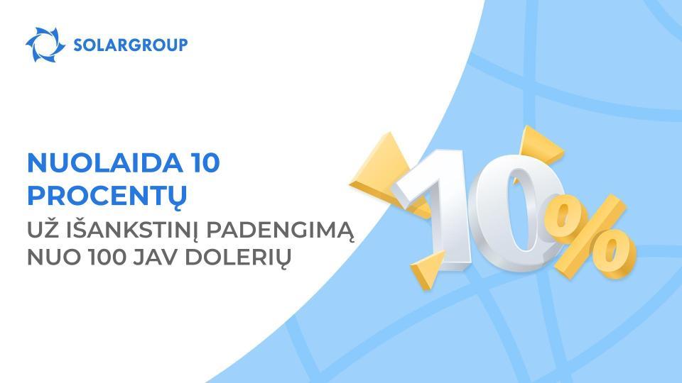 Apmokėkite iš anksto su 10 proc. nuolaida