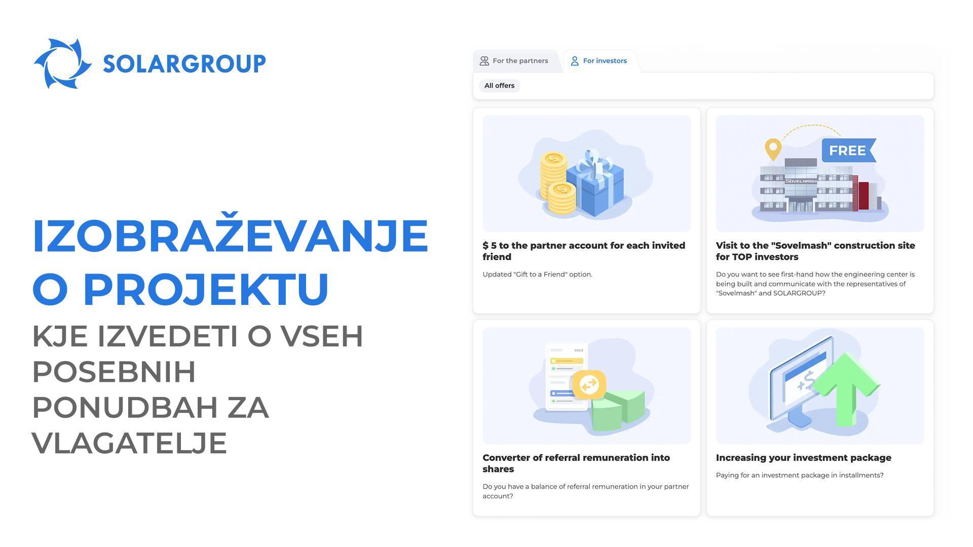 Izobraževanje o projektu: kje izvedeti o vseh posebnih ponudbah za investitorje