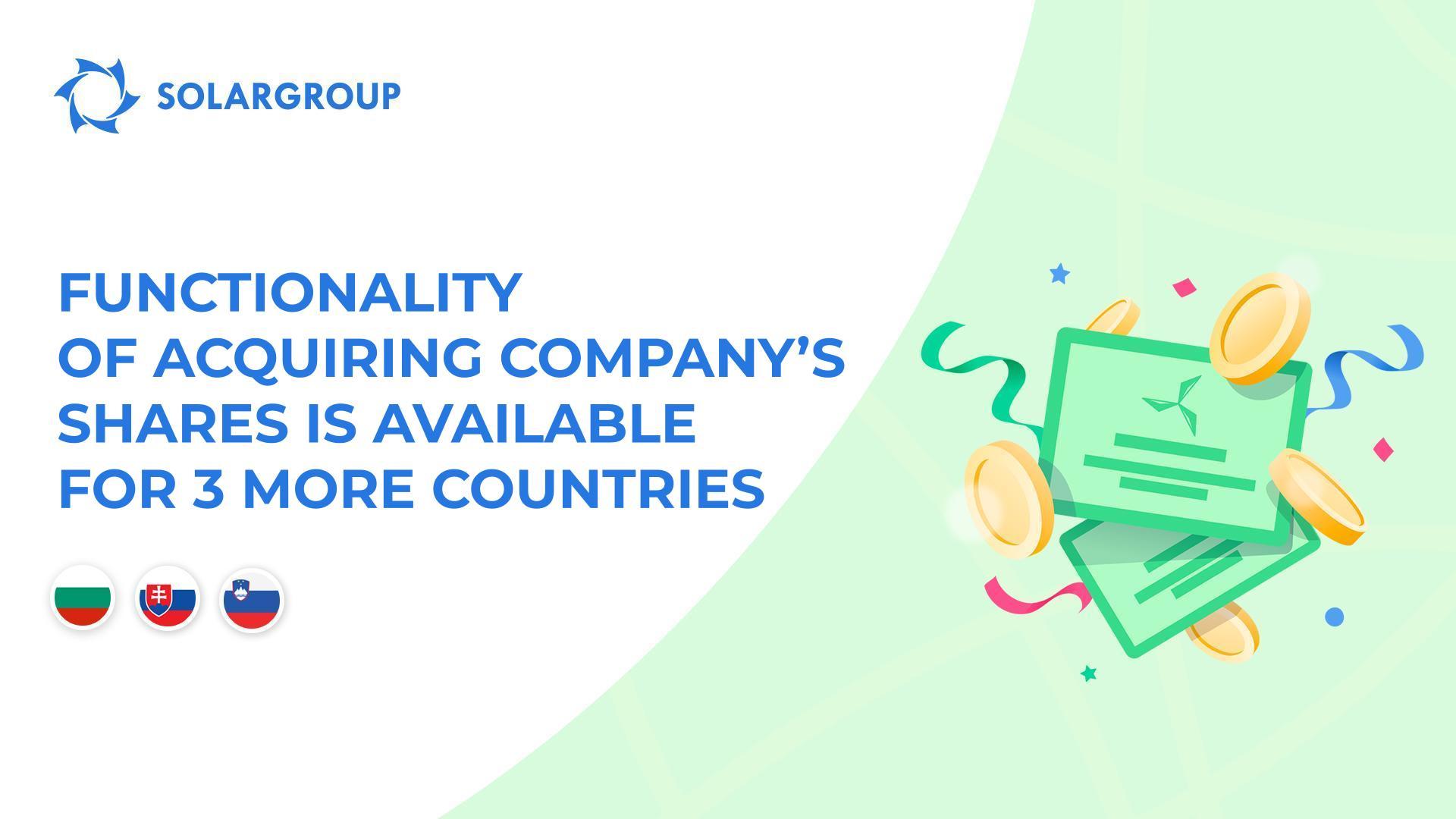 Launching the functionality in the following countries: Bulgaria, Slovakia and Slovenia